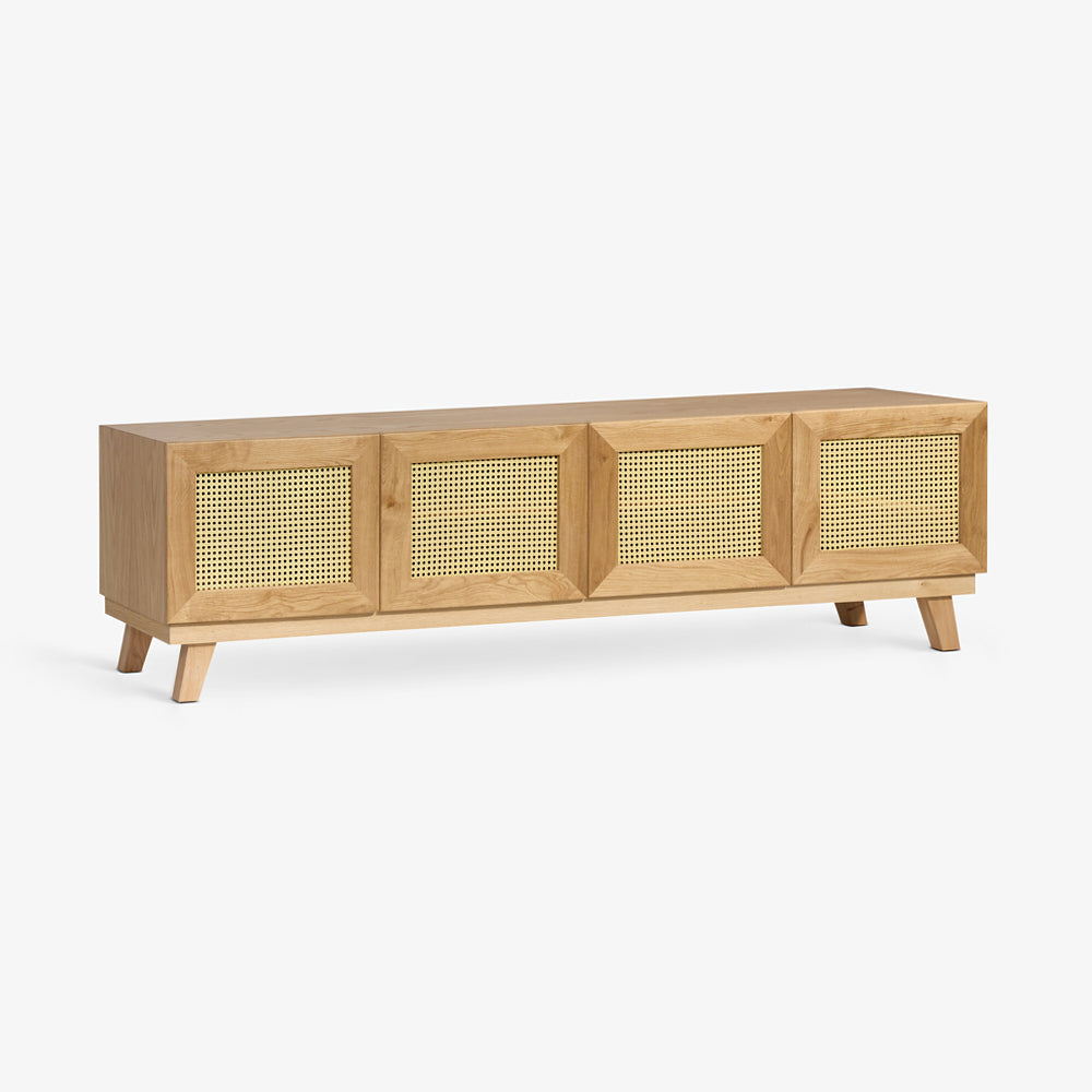 ROMNEI | מזנון לסלון עשוי עץ בשילוב ראטן