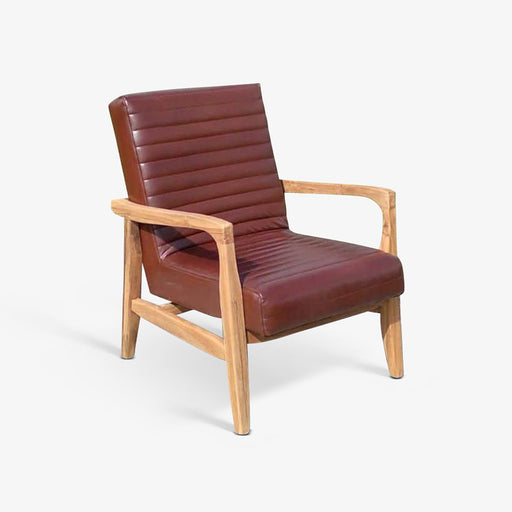 מעבר לעמוד מוצר Buana | כורסא בסגנון יוקרתי מעץ טיק בשילוב עור