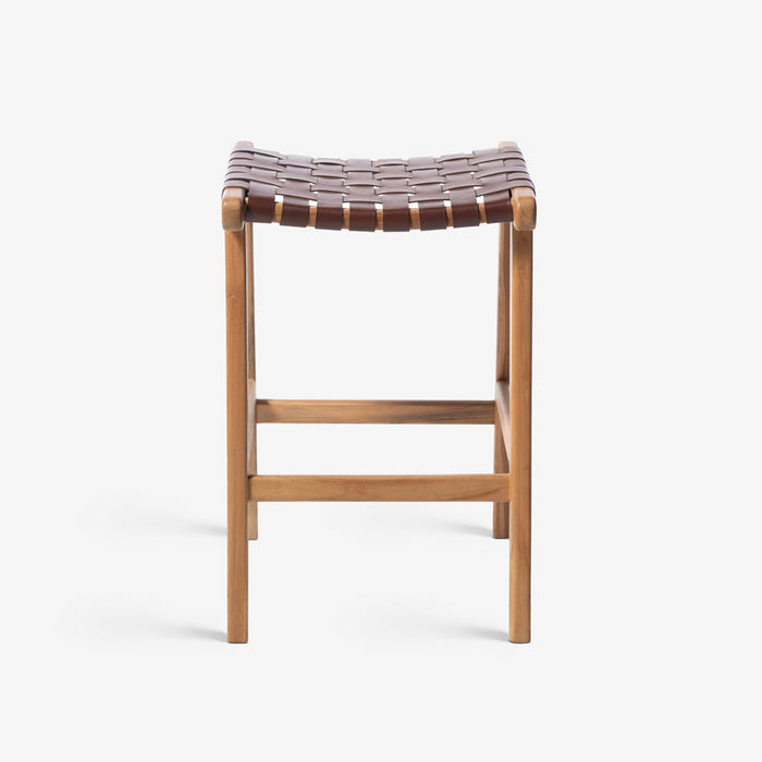 HALLIE BAR STOOL | כיסא בר מעץ בשילוב רצועות עור
