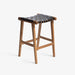 תמונה מזווית מספר 3 של המוצר Hallie Bar Stool | כיסא בר מעץ בשילוב רצועות עור