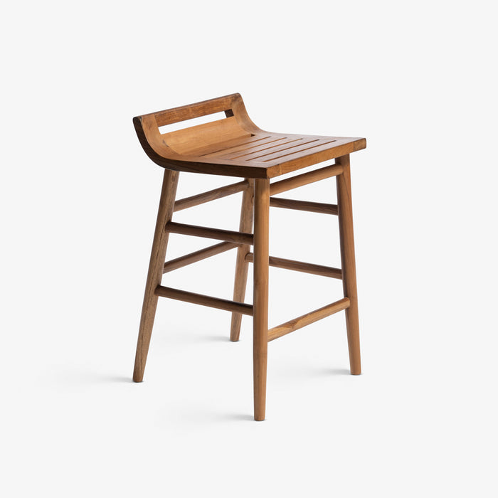 KORT | כיסא בר נורדי מעץ עם משענת נמוכה