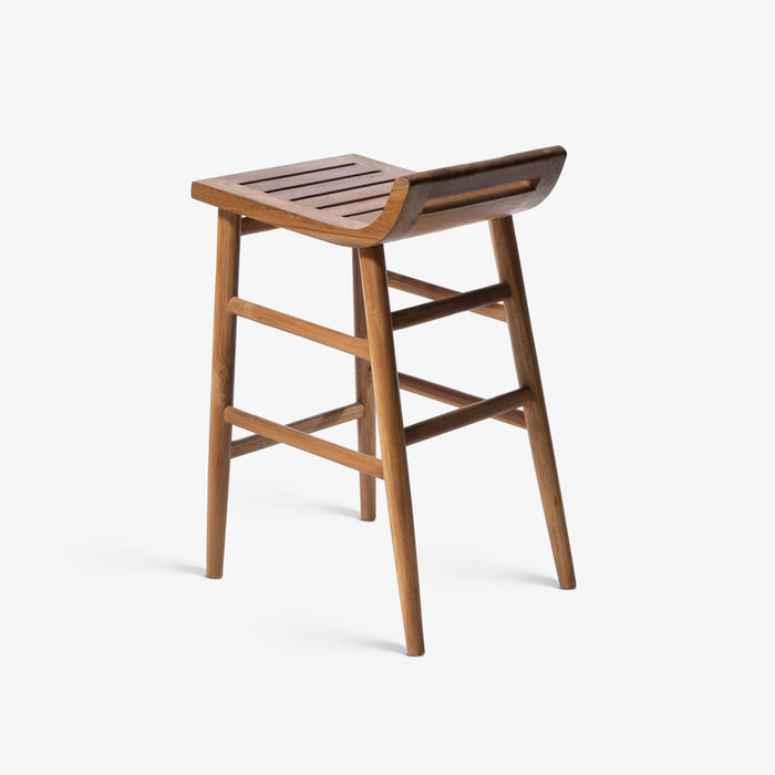 KORT | כיסא בר נורדי מעץ עם משענת נמוכה