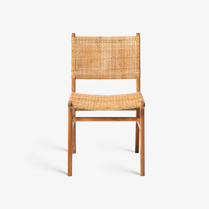 MALIN | כיסא מעץ טיק מלא בשילוב ראטן בגוון טבעי