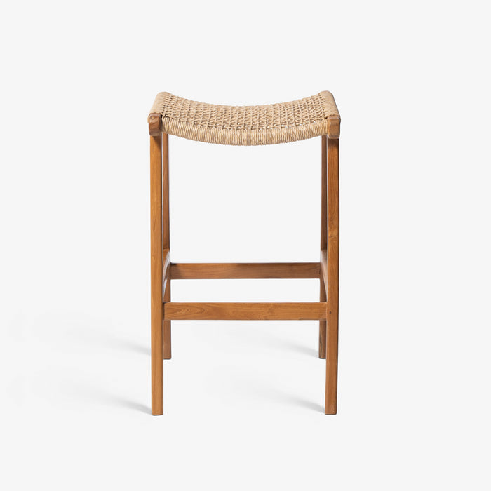 Nissa | כיסא בר ללא משענת בשילוב ראטן בגוון טבעי בהיר