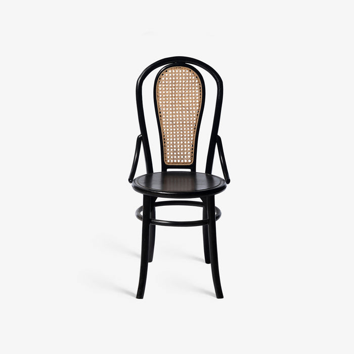 LIS | כיסא מעץ טיק בגוון שחור ובשילוב ראטן