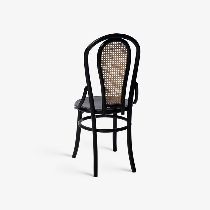 LIS | כיסא מעץ טיק בגוון שחור ובשילוב ראטן