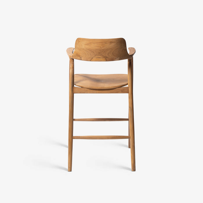 Marny Bar Stool | כיסא בר מודרני מעץ טיק מלא