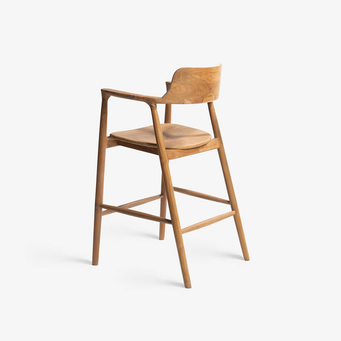Marny Bar Stool | כיסא בר מודרני מעץ טיק מלא