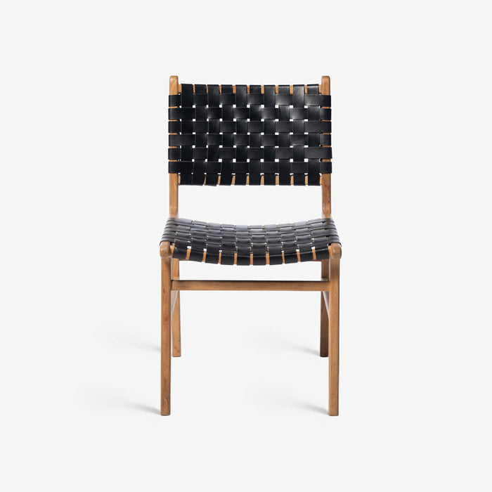 HALLIE | כיסא מעץ בשילוב רצועות עור