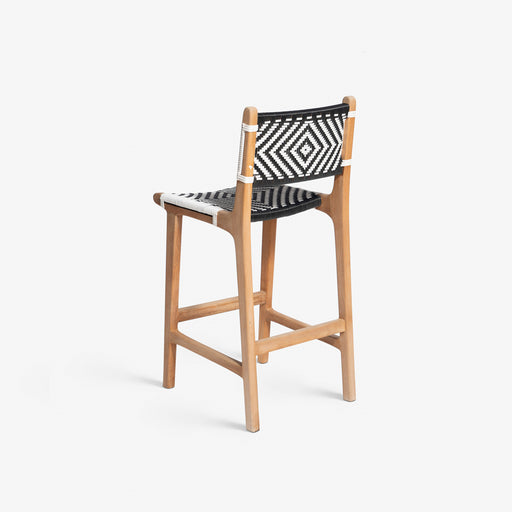 מעבר לעמוד מוצר Mna | כיסא בר כפרי בשילוב ראטן סינטטי בגווני שחור ולבן