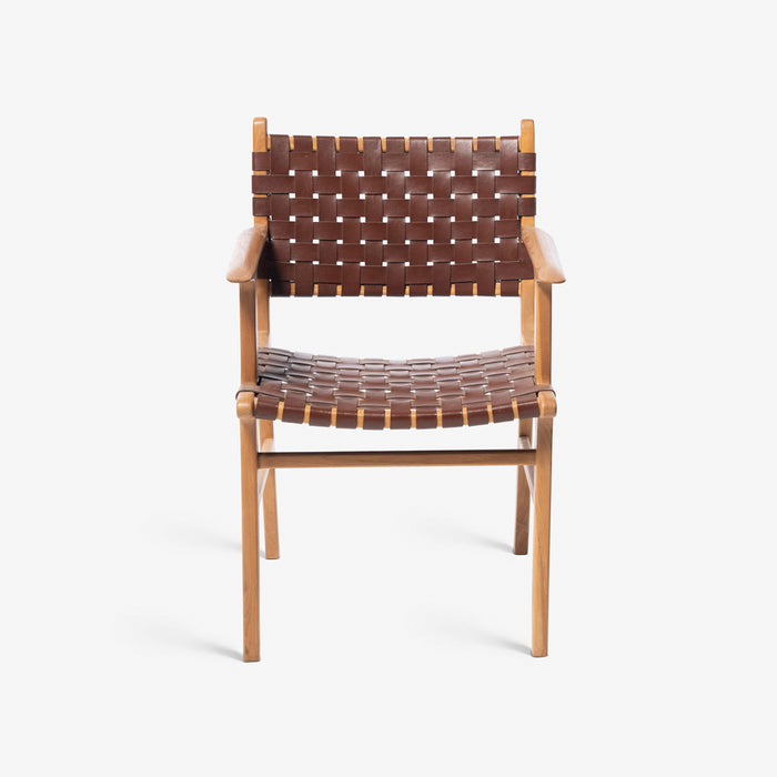 VIGGO | כיסא מעץ עם ידיות בשילוב רצועות עור