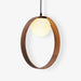תמונה מזווית מספר 1 של המוצר SHIRI | מנורת תליה עגולה בגוון עץ כהה
