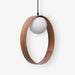 תמונה מזווית מספר 7 של המוצר SHIRI | מנורת תליה עגולה בגוון עץ כהה