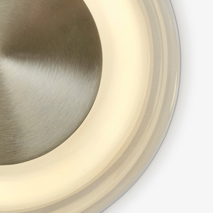 CORDELIA | מנורת קיר עגולה בגוון זהב ובשילוב זכוכית שקופה