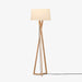תמונה מזווית מספר 1 של המוצר MALUKKA | מנורת עמידה בסגנון כפרי משולבת עץ מלא ואהיל בד לבן