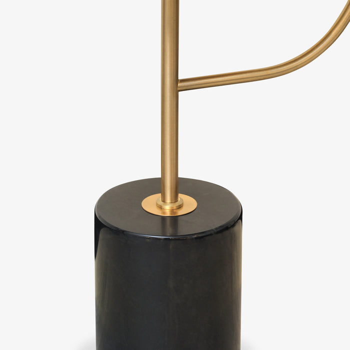 THORAK | מנורת עמידה מודרנית משולבת שיש שחור ואלומיניום מוזהב