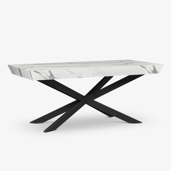 KORIEN | שולחן פינת אוכל דמוי שיש בגוון לבן בשילוב ברזל