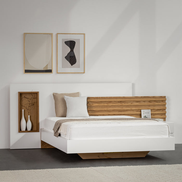 KANZEN | מיטה אקלקטית ייחודית בשילוב גווני עץ
