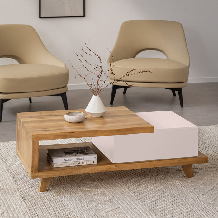 LIBERO | שולחן עץ אלון עם יחידת מגירה