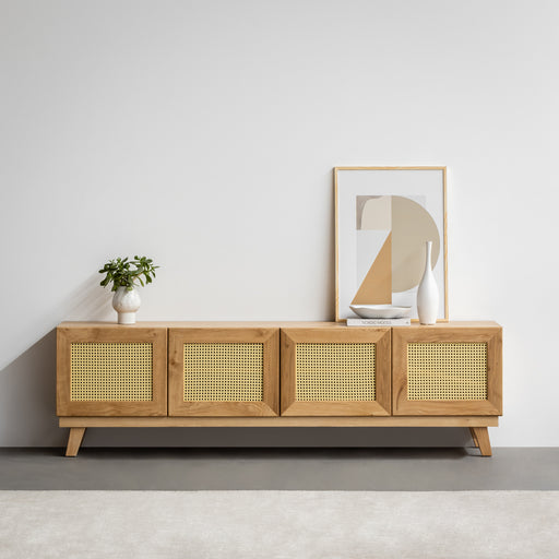מעבר לעמוד מוצר ROMNEI | מזנון לסלון עשוי עץ בשילוב ראטן
