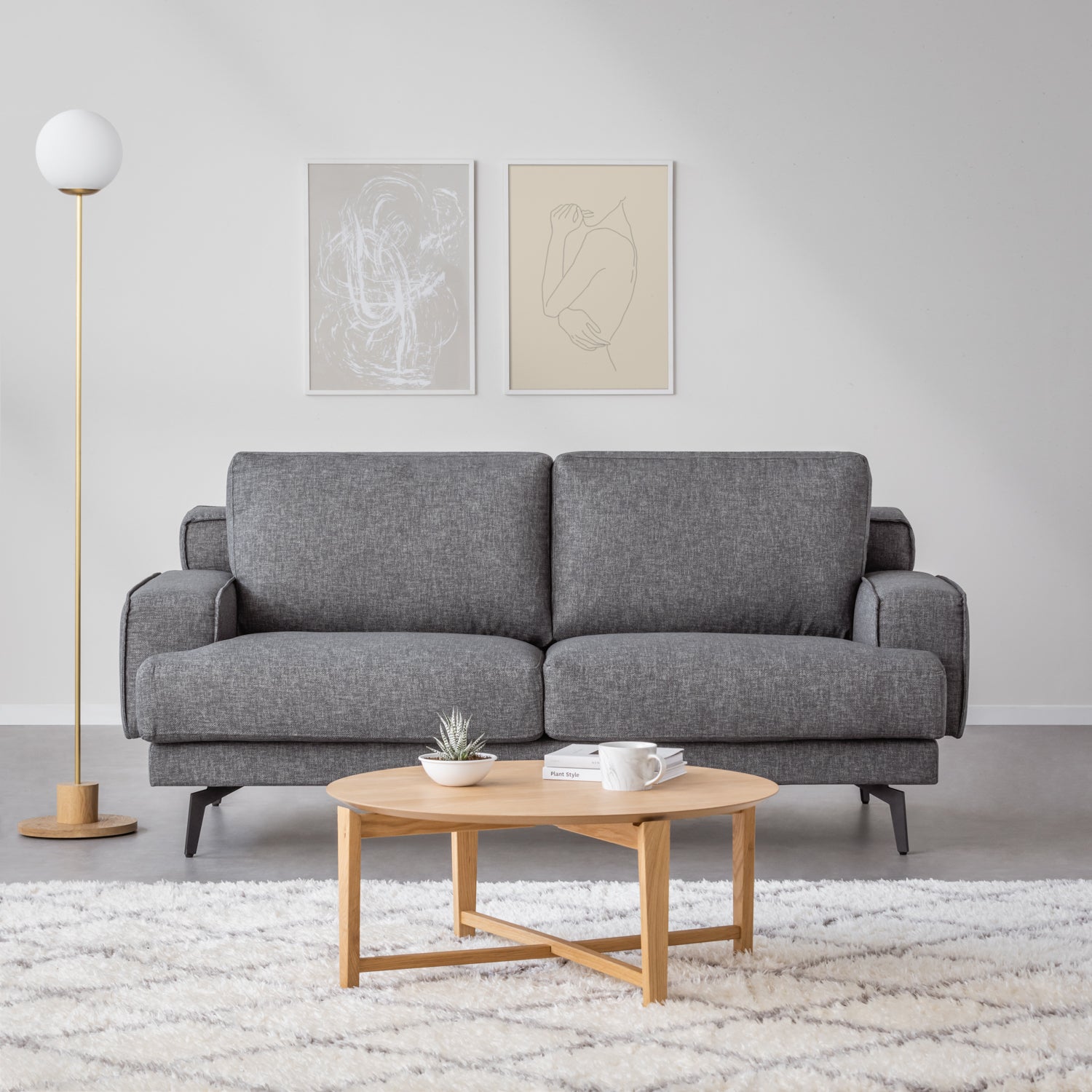 VENTIX | ספה בגוון אפור עם ידיות רוחב 195 ס"מ - KUALA