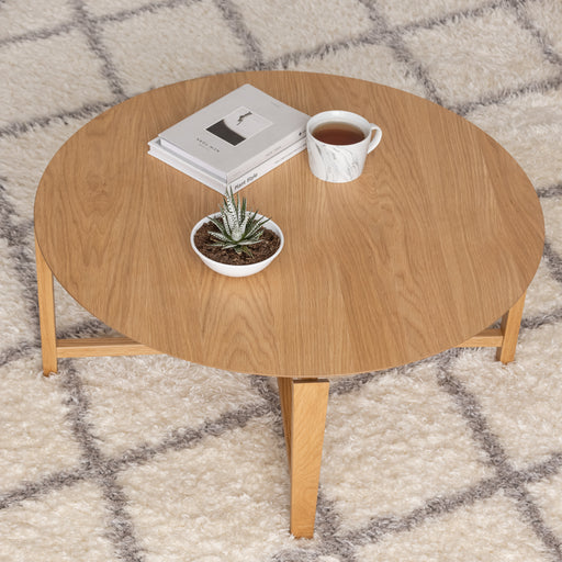 מעבר לעמוד מוצר DALIAN | שולחן סלון עגול בגוון עץ אלון טבעי