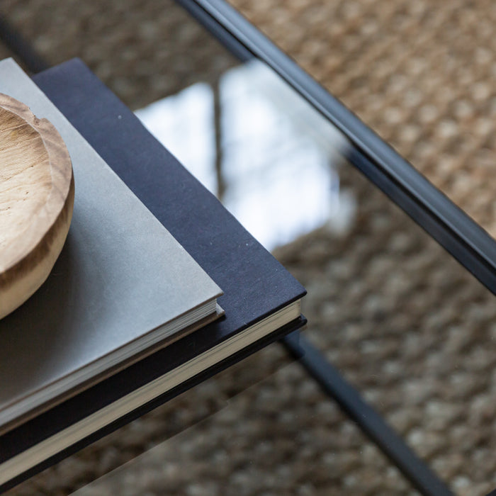 DEKA | שולחן מלבני מברזל עם פלטת זכוכית