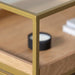 תמונה מזווית מספר 4 של המוצר MOXI | שולחן מלבני מברזל מוזהב, עץ וחיפוי זכוכית