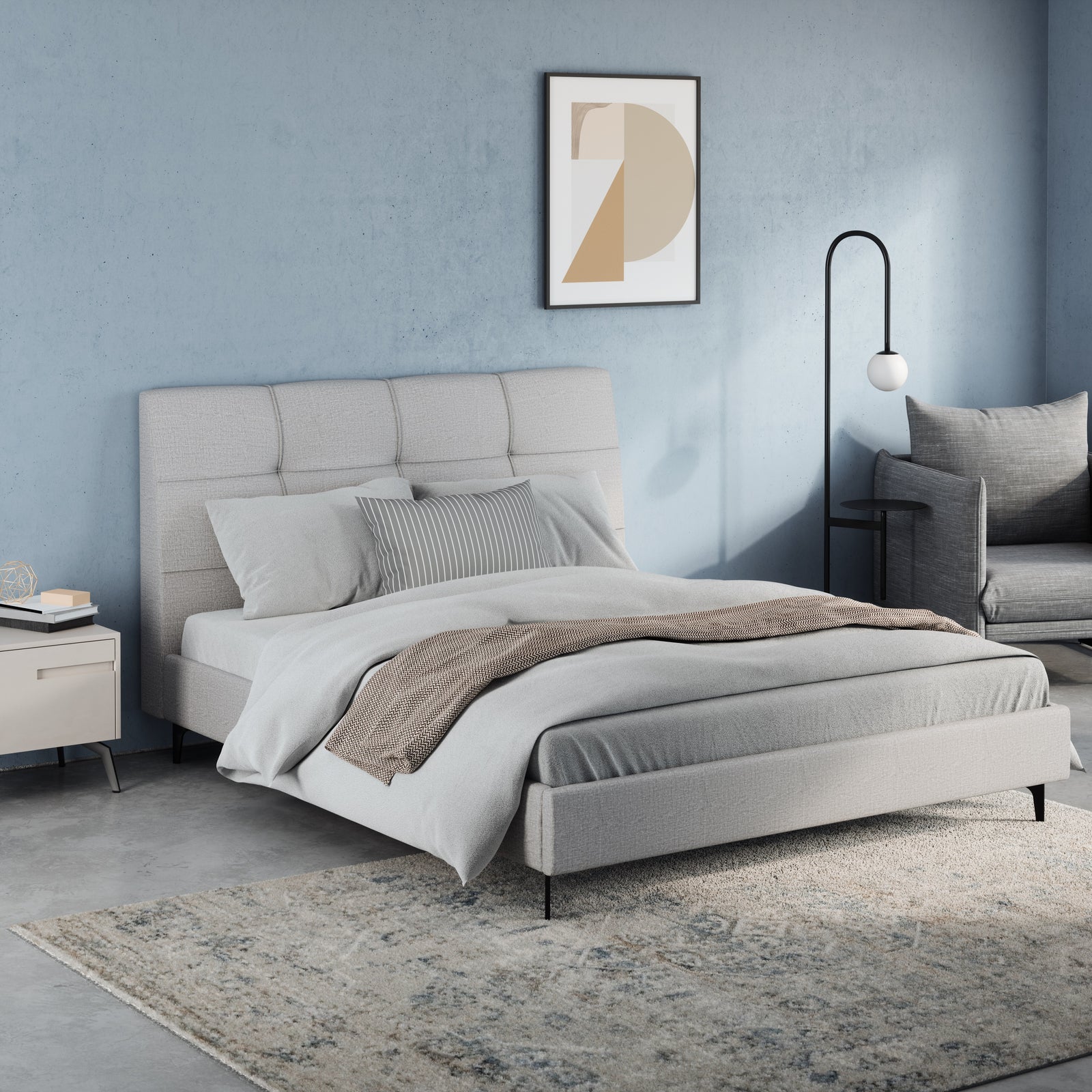 OLINE | מיטה מרופדת עם גב בעיצוב תיפורי קפיטונאז' - KUALA