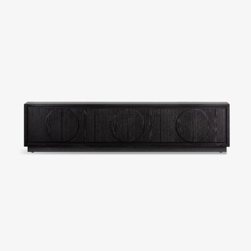 מעבר לעמוד מוצר SOKOVET | מזנון עץ בגוון שחור עם ידיות מעוגלות ו-3 תאי אחסון