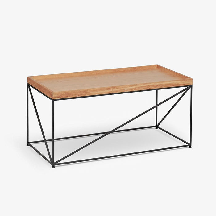 FLASH | שולחן מלבני מעץ אלון בשילוב מסגרת מתכת מושחרת