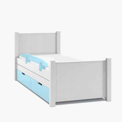מעבר לעמוד מוצר Loca | מיטת ילדים לבנה בשילוב תכלת, נפתחת עם מגירות אחסון